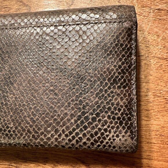 COACH KRISTINE EMBOSSED PYTHON LEATHER SLIM ENVELOPE WALLET Metallic BROWN - Picture 4 of 10